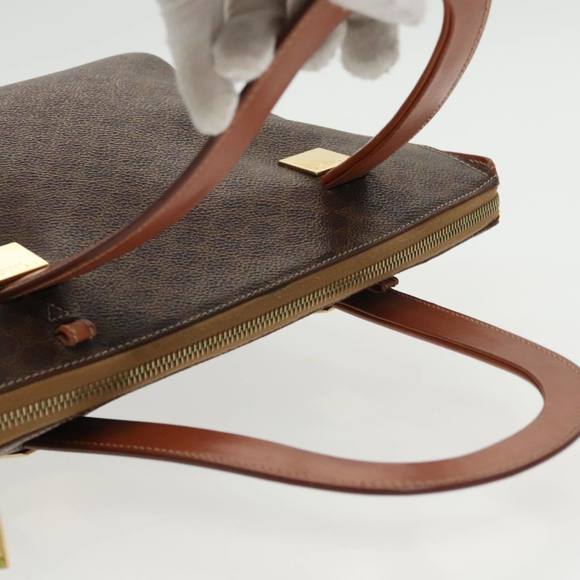 CELINE Macadam Canvas Hand Bag PVC Leather 2way Brown Gold Auth 102157 - Picture 6 of 16